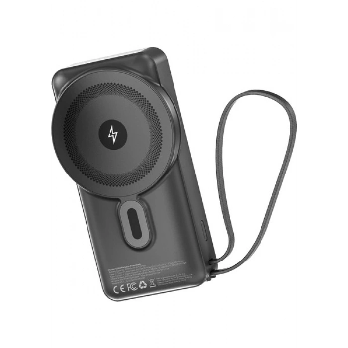 S-Link G360 10000Mah Pd35W+Magsafe 15W Type-C Kablolu Siyah Lcd Taşınabilir Powerbank