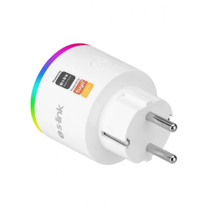 S-Link Sl-03 16A Akım Korumalı Akıllı Priz Rgb Işıklı 2.4 G Wıfı&bt Tuya Destekli