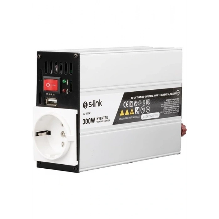 S-Link SL-300W 300W DC12V-AC230V Çakmaktan Power Inverter