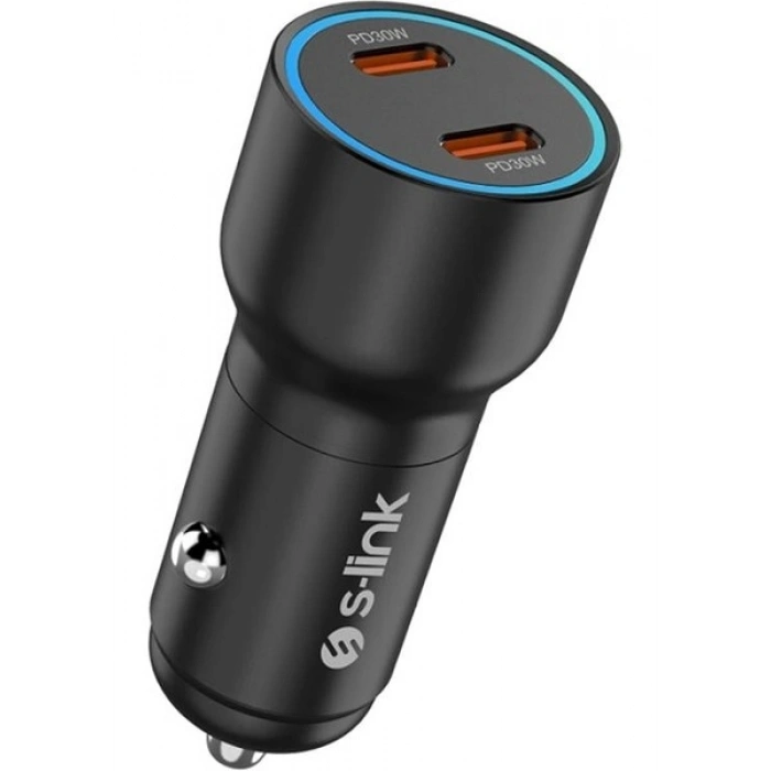 S-Link SL-AC60 60W Pd 3.0 Pd 30W + PD30W Siyah Araç Şarj Cihazı