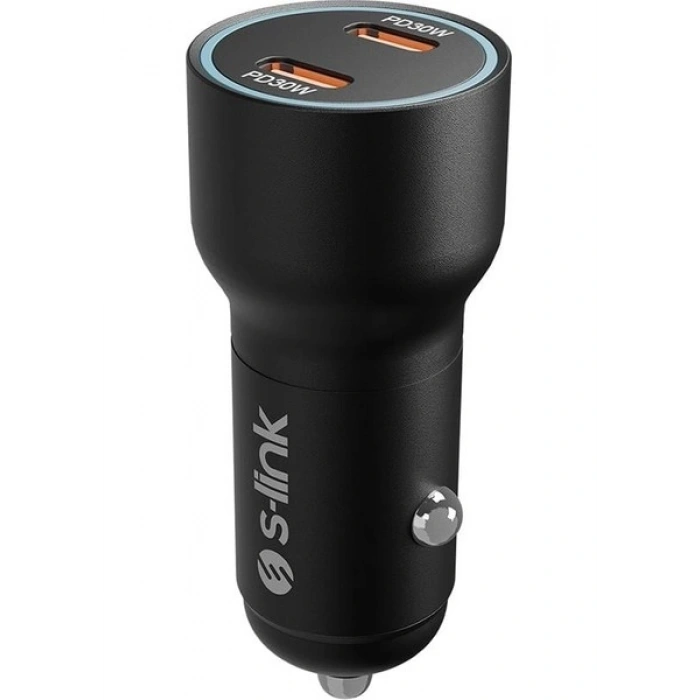 S-Link SL-AC60 60W Pd 3.0 Pd 30W + PD30W Siyah Araç Şarj Cihazı