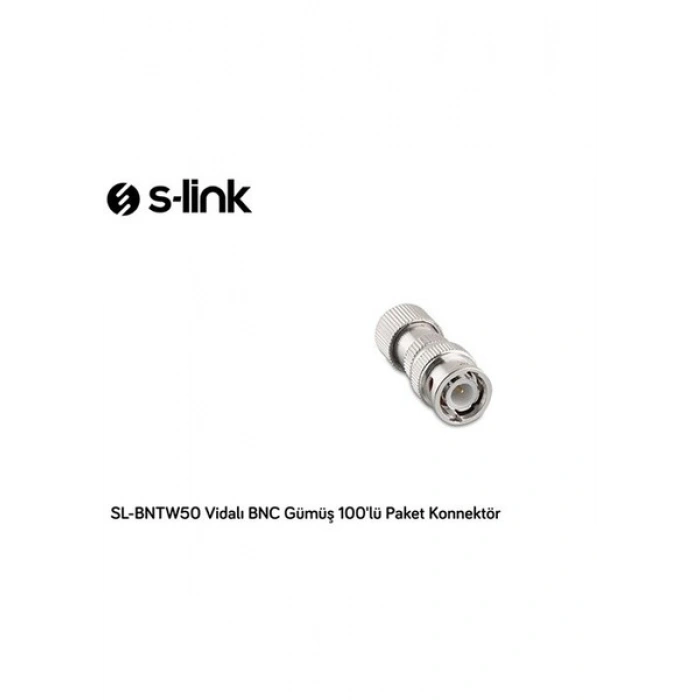 S-link SL-BNTW50 Vidalı BNC Bakır Lüx 100 lü Paket Konnektör