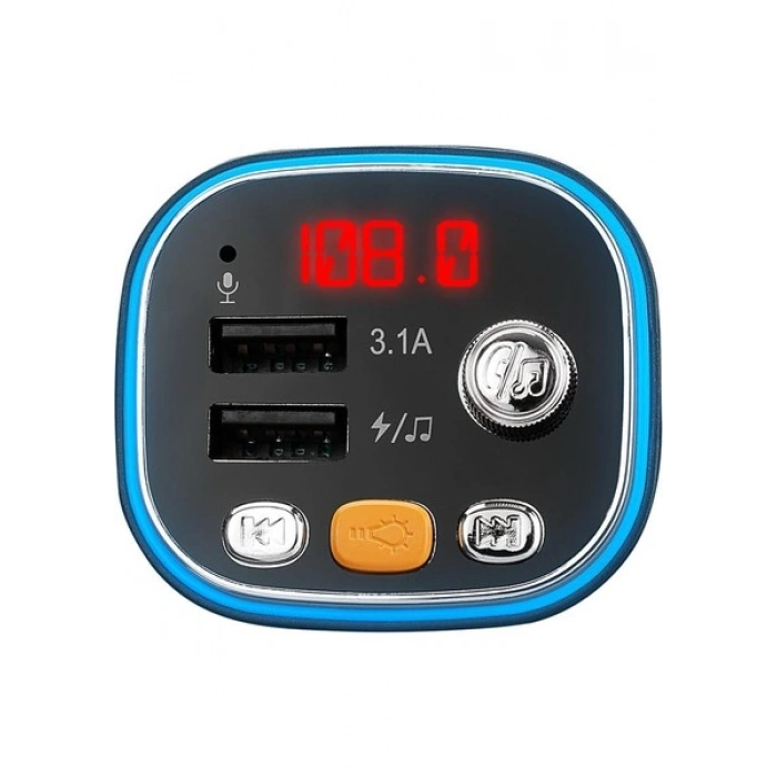 S-Link SL-BT306 Çift USB 5V 3.1A Rainbow Işıklı LED Ekran Tf Kartlı V5.0 Bluetooth Fm Transmitter