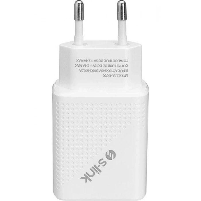 S-Link SL-EC50T 5V 2.4A Type-C Kablolu 2 USB Hızlı Şarj Adaptör