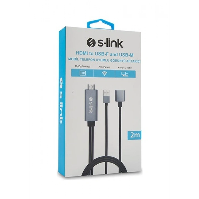 S-Link SL-IPH25 HDMI To Usb-F 2m Mobil Telefon Uyumlu Görüntü Aktarıcı Kablo