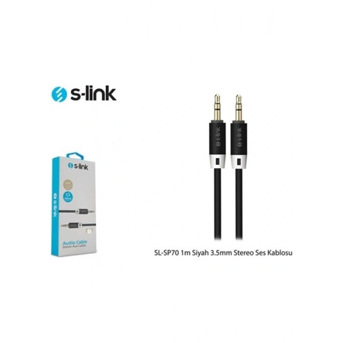 S-Link Sl-Sp70 1 Metre Siyah 3.5Mm Stereo Ses Kablosu
