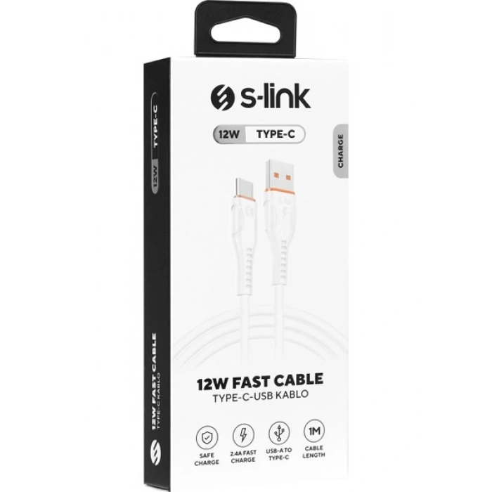 S-Link SL-X203 1 Metre 12W 2.4A Type-C Güvenli Hızlı Data + Sarj Kablosu