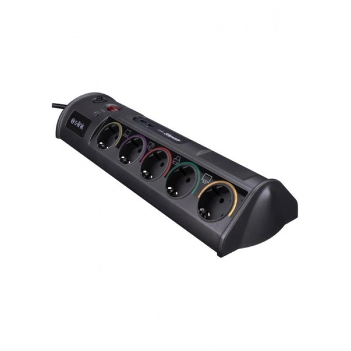 S-Link Spg3-J-5 1.5 Metre 306Joule 5 Li Akım Korumalı Priz Siyah