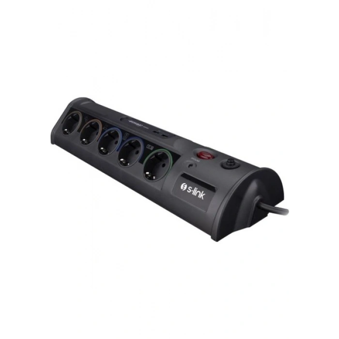 S-Link Spg3-J-5 1.5 Metre 306Joule 5 Li Akım Korumalı Priz Siyah