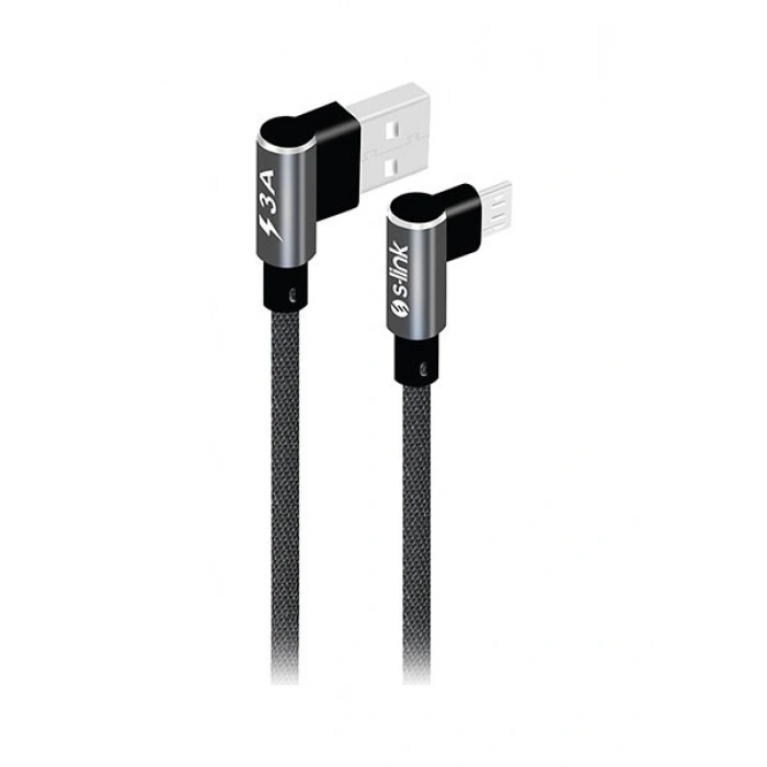 S-link Swapp SW-C557 3A - 15 cm Micro Gri Kılıflı Metal -L- Kablo