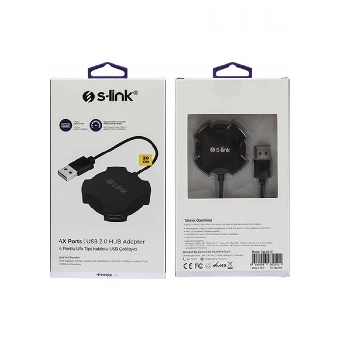 S-Link Swapp SW-U212 4 Port USB 2.0 Siyah USB Hub