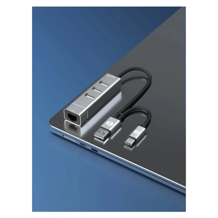 S-Link Swapp SW-U222 Type-C To 10/100MBPS-3 Port Usb3.0 Ethernet Adaptör
