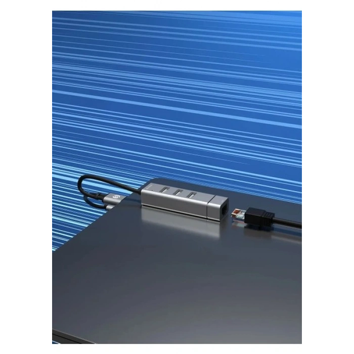 S-Link Swapp SW-U222 Type-C To 10/100MBPS-3 Port Usb3.0 Ethernet Adaptör