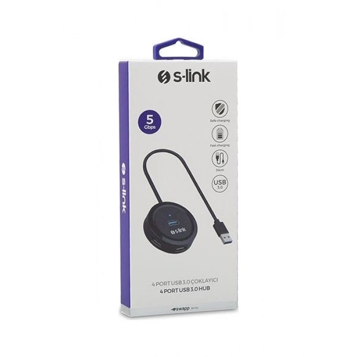 S-Link Swapp SW-U300 4 Port USB 3.0 Gri USB Hub