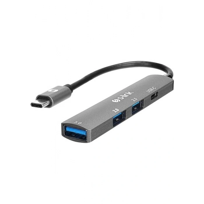 S-link SWV-USBC023 4 in 1 Gri Metal TypeC to 2-USB2.0 USB 3.0, PD Type C Adaptör