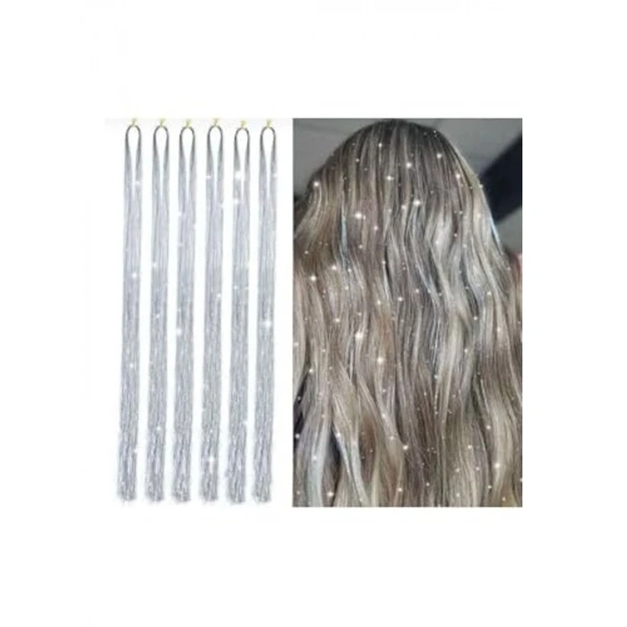 Saç Aksesuarı: Gümüş Renkli Tinsel Bağlamalı Saç Simi