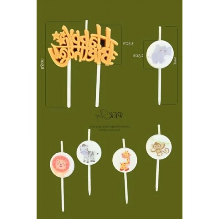 Safari Temalı 6lı Doğum Günü Mum Seti