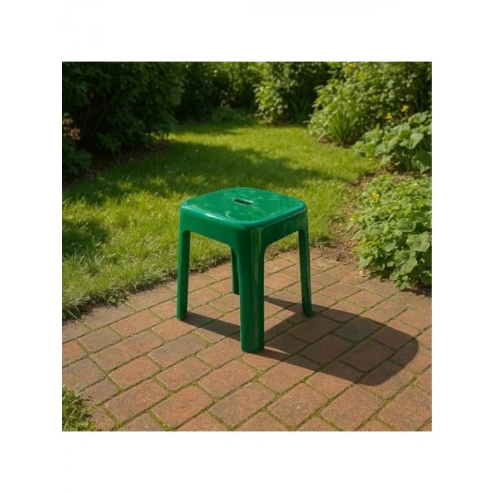 Sağlam Plastik Tabure - 36x36x46 cm, Yeşil