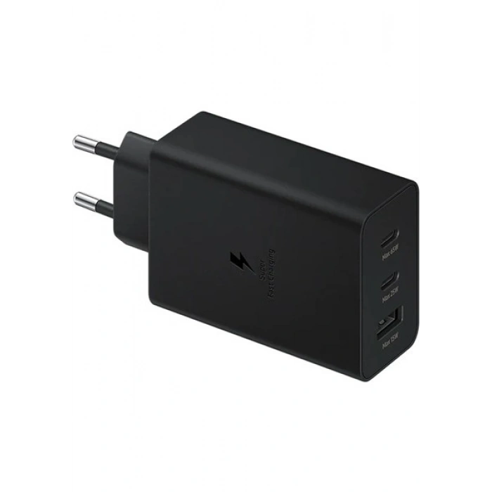 Samsung EP-T6530N Type C & Type A Hızlı Şarj Adaptörü Üçlü (65W - 25W - 15W) - Siyah