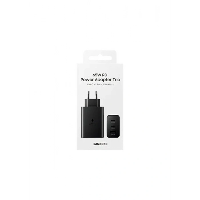 Samsung EP-T6530N Type C & Type A Hızlı Şarj Adaptörü Üçlü (65W - 25W - 15W) - Siyah
