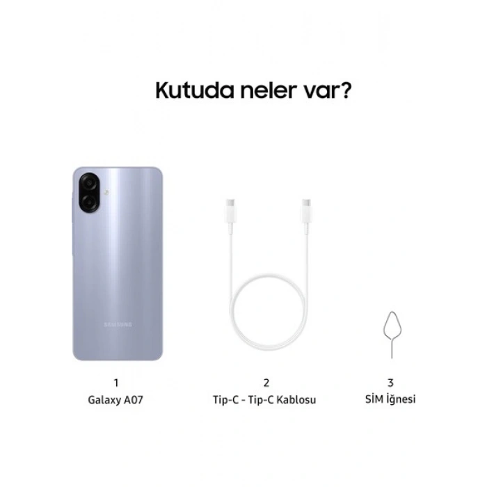 Samsung Galaxy A07 128 GB 4 GB Ram (Samsung Türkiye Garantili) Açık Mor