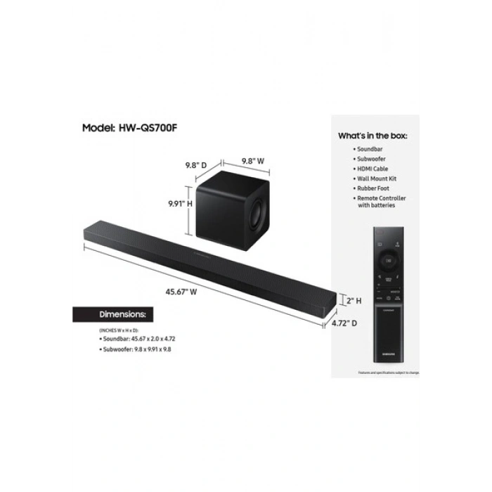 Samsung Q-Series Soundbar HW-QS700F 3.1.2 Ch Subwoofer (2025)