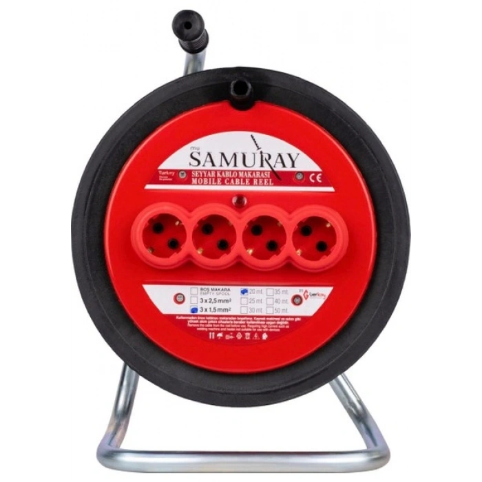 Samuray Seyyar Makaralı Uzatma Kablosu 3x1,5mm 35MT - 31535