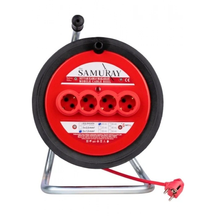 Samuray Seyyar Makaralı Uzatma Kablosu 3x1,5mm 35MT - 31535