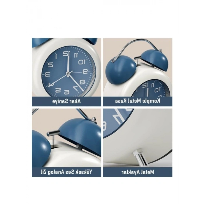 Saniyeli Analog Masa Saati, Işıklı ve Yüksek Sesli Alarm