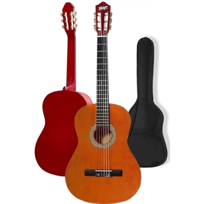 Sap Ayarlı 4/4 Boy Doğal Renk Klasik Gitar, Tam Set