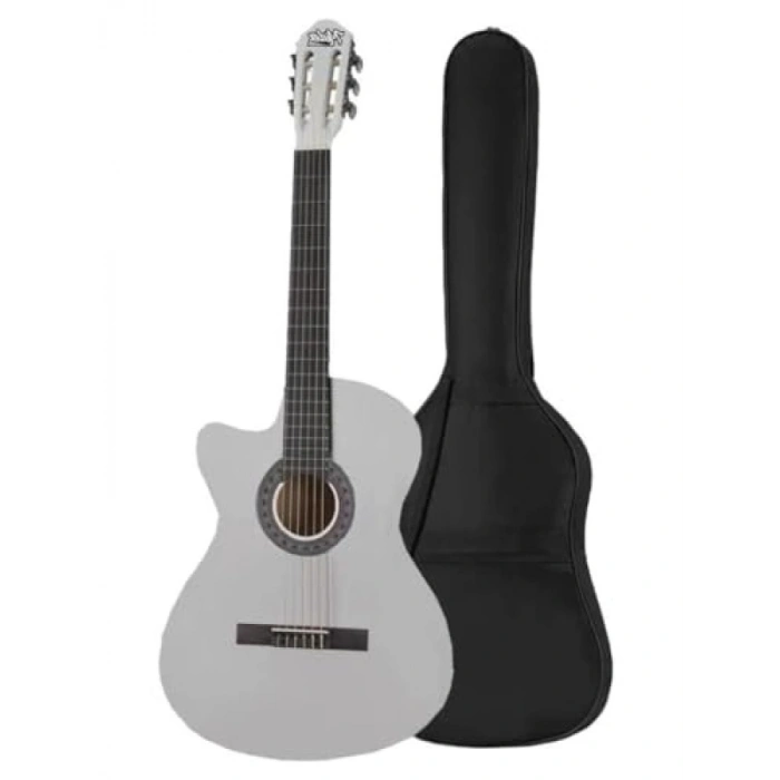 Sap Ayarlı Beyaz Klasik Gitar 4/4 Yetişkin Boy Full Set