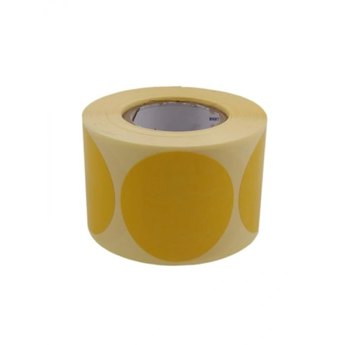 Sarı Zemin Baskılı Kuşe Etiket - 40mm Çapında, 500 Adet