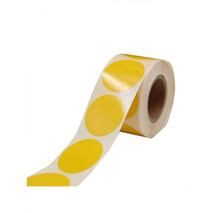 Sarı Zemin Baskılı Kuşe Etiket - 40mm Çapında, 500 Adet