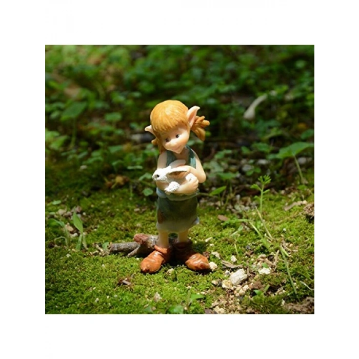 Sarılan Tavşan Figürü - Minyatür Peri Bahçesi