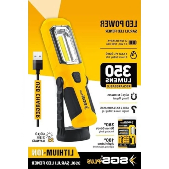 Şarj Edilebilir Led Fener, 350 Lümen Güç