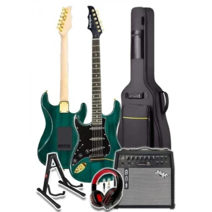 Şarjlı 50W Elektro Gitar Seti, Kulaklık ve Amfi ile Tam Set