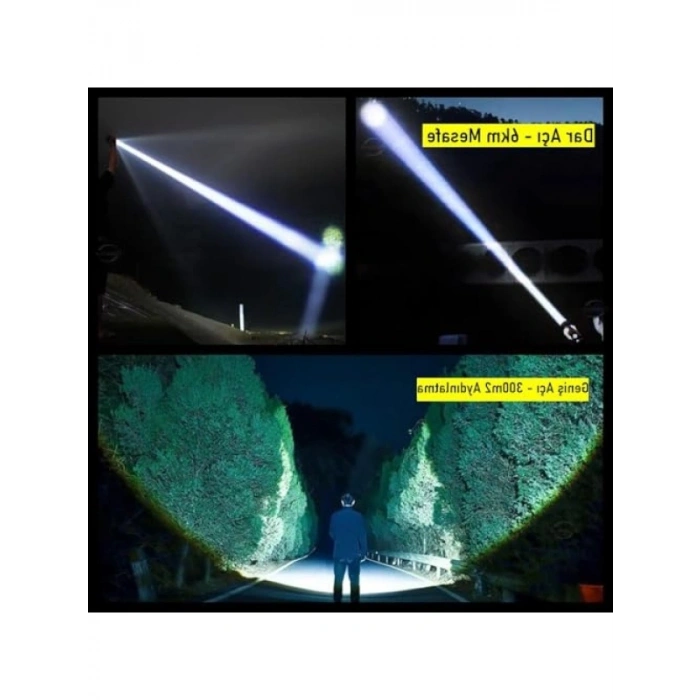 Şarjlı 5400mAh El Feneri - 30W 9 Mod Aydınlatma