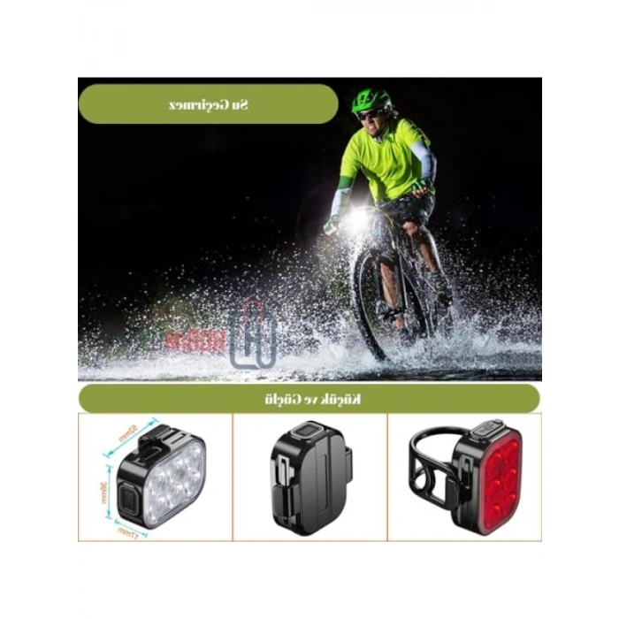 Şarjlı Bisiklet Işığı Seti - Ön ve Arka Flaşlı, Su Geçirmez