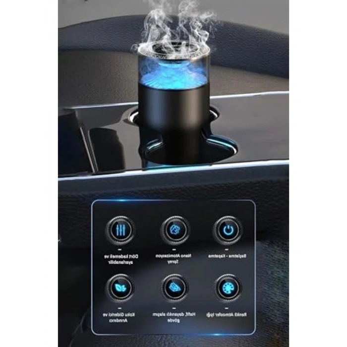 Şarjlı Buharlı Araç Parfüm Difüzörü, Aromalı Koku, 1000mAh