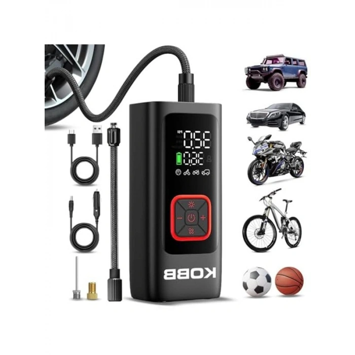 Şarjlı Dijital Lastik Şişirme Pompası, 12V, 150 PSI