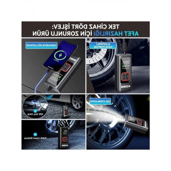 Şarjlı Dijital Lastik Şişirme Pompası, 12V, 150 PSI