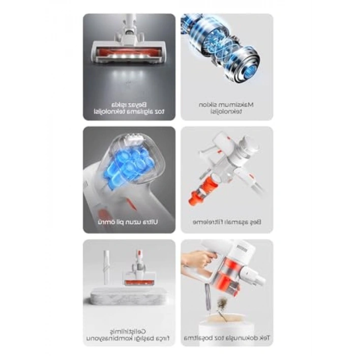 Şarjlı Dikey Süpürge - Kablosuz, Güçlü Emme, Ergonomik Tasarım