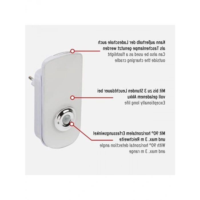 Şarjlı El Feneri - Sensörlü Gece Lambası (50+40 Lümen)