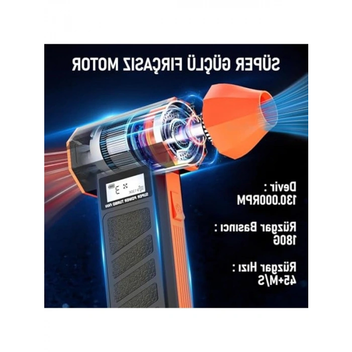 Şarjlı Elektrikli Hava Üfleyici - 130000 RPM, 4 Hız