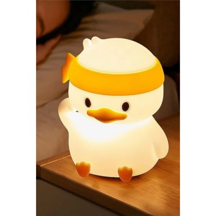 Şarjlı Gece Lambası - Sevimli Ördek Figürü, Dokunmatik LED Işık
