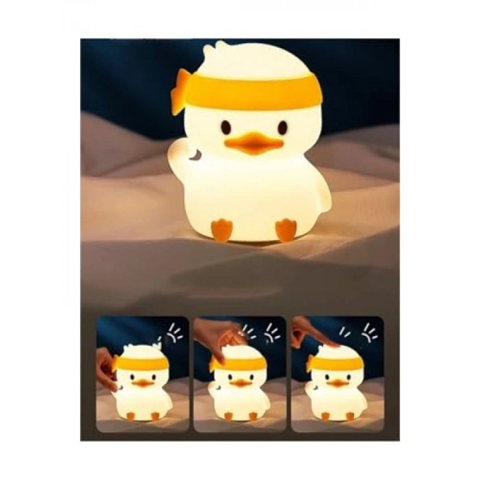 Şarjlı Gece Lambası - Sevimli Ördek Figürü, Dokunmatik LED Işık