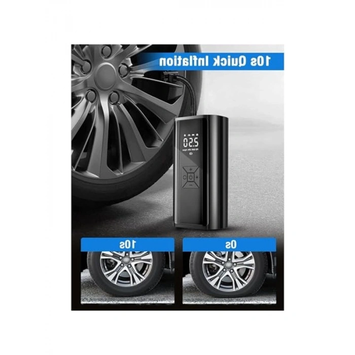 Şarjlı Lastik Şişirme Kompresörü, LCD Ekranlı Basınç Takibi