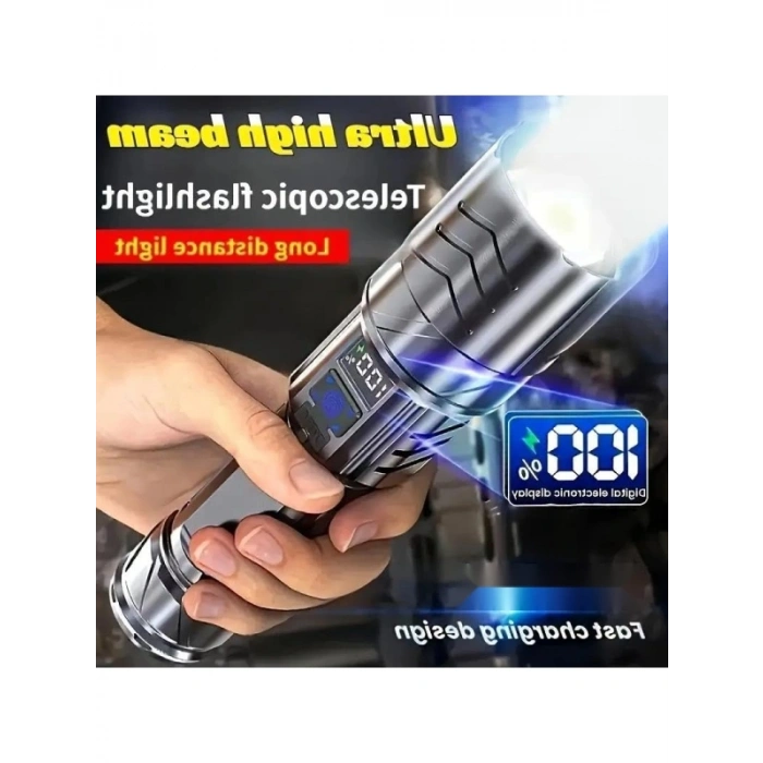 Şarjlı LED El Feneri - 3 Modlu ve Hızlı Şarj