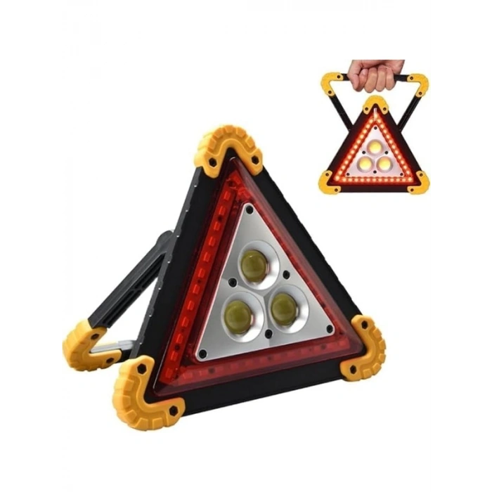 Şarjlı LED Üçgen Reflektör Stop Lambası – Acil Durum Uyarı Işığı, USB Şarj Edilebilir