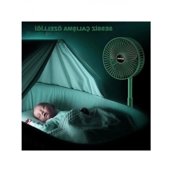 Şarjlı Masaüstü Vantilatör, 3 Kademeli Hız Ayarı